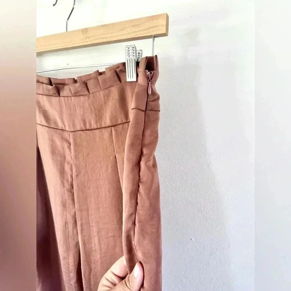 Line & Dot Ali Paperbag Waist Cropped Satin Trouser Pants in Terracotta Size Med - Picture 7 of 13